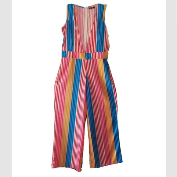 Nasty Gal Pants - Nasty Gal Collection NWOT Striped Jumpsuit V-Neck